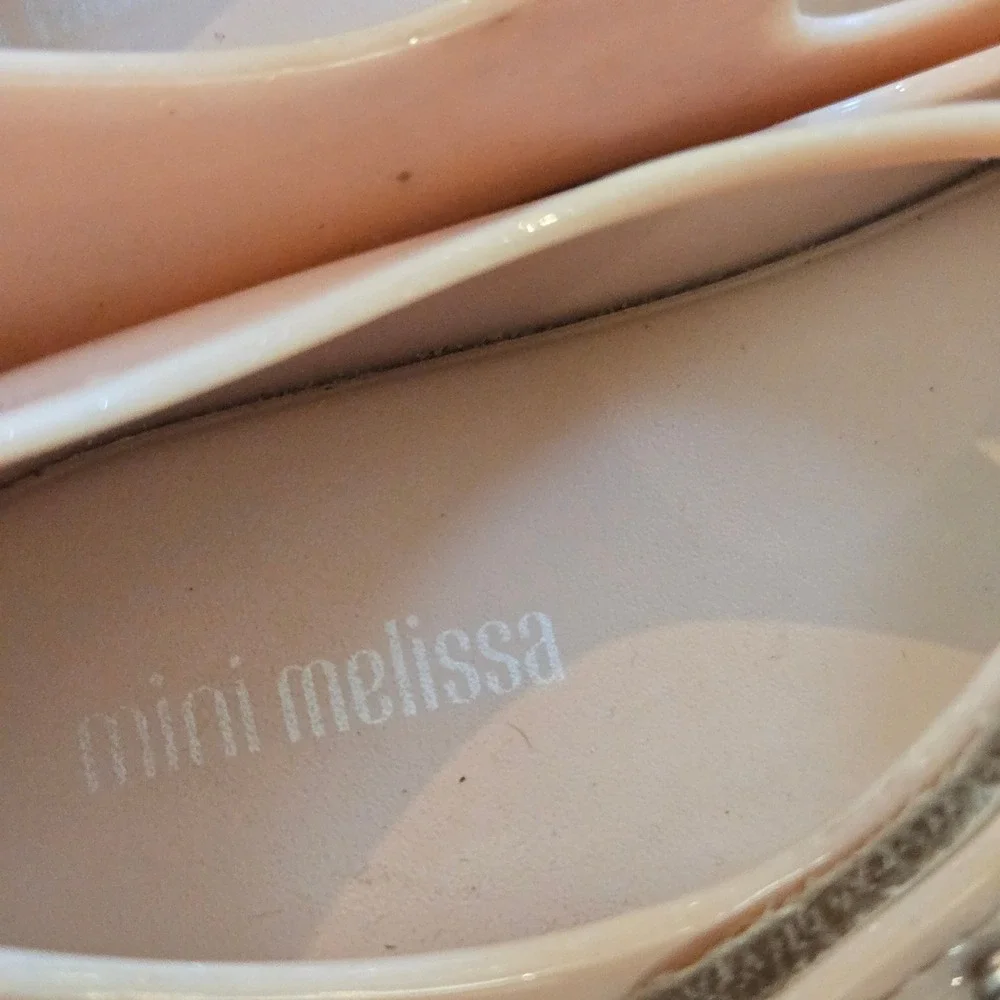 Mini Melissa Ultragirl Triple Flower Pink Glitter Jelly Flats Mary Jane Size 9